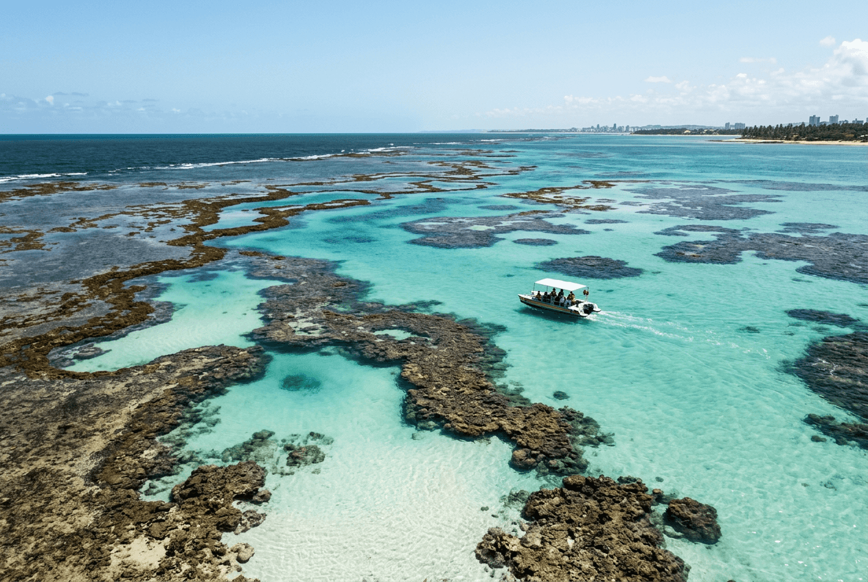 Piscinas naturais de águas cristalinas no litoral